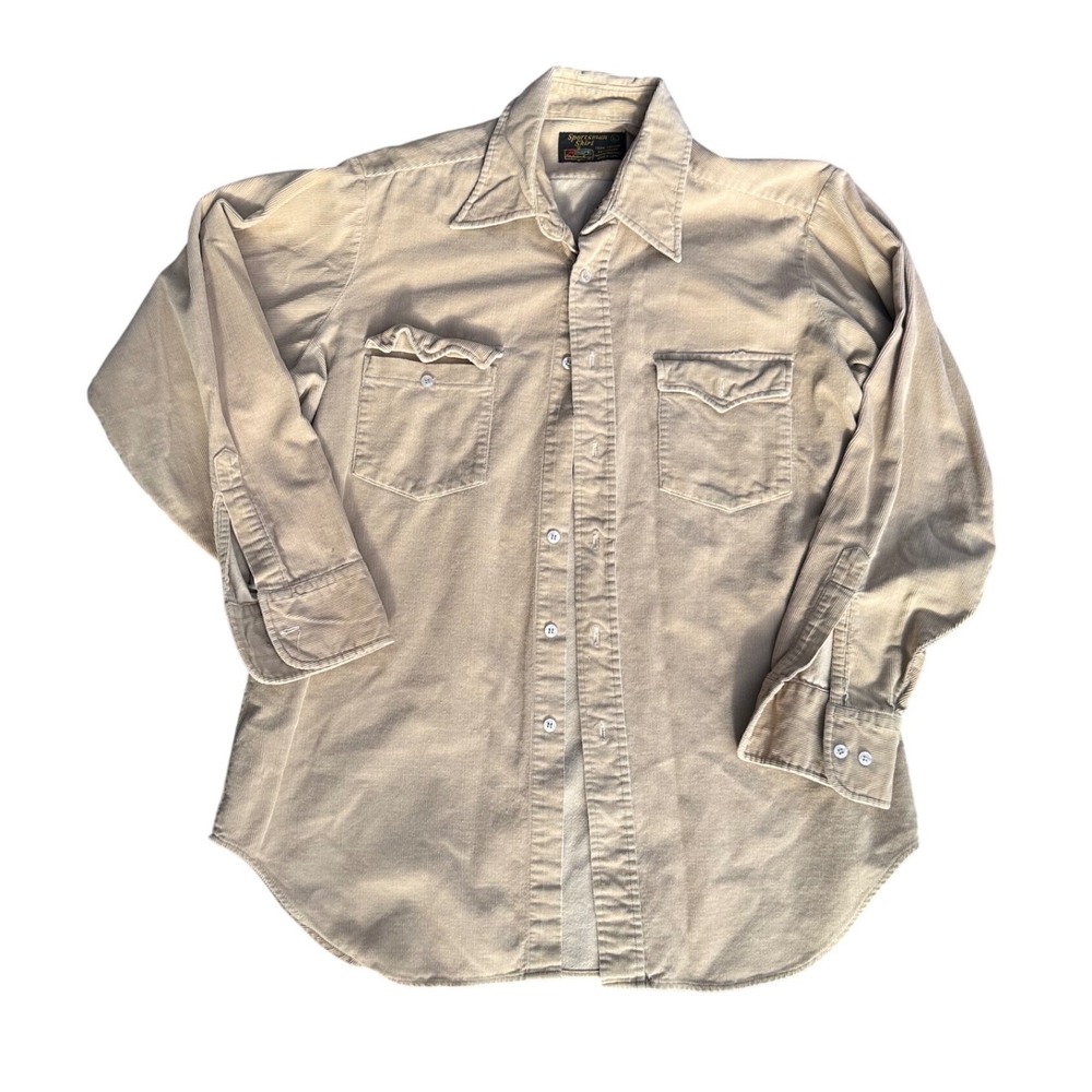 Vintage Kmart Sportsman Shirt Mens Large Corduroy Cotton Button Down Workwear